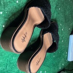 Style & Co. Black Textured Mules